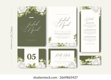 Wedding invitation card set collection with beautiful floral design
