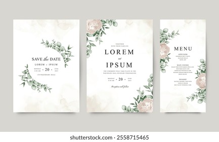 Wedding invitation card set in elegant floral decoration