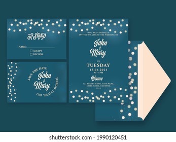 Hochzeitskarte mit Umschlag in blauer Farbe.