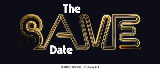 Wedding invitation card set. Modern design template with rose gold glitter heart and lettering. Elegance wedding invitation with geometric elements.