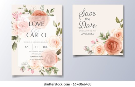 Wedding Invitation Card Set Template Beautiful Stock Vector (Royalty ...