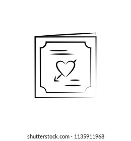 wedding invitation card sketch illustration. Element of wedding icon for mobile concept and web apps. Sketch style wedding invitation card icon can be used for web and mobile on white background