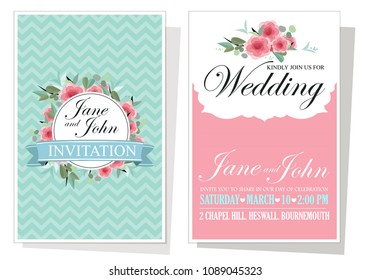 Wedding invitation card suite with daisy flower Templates.