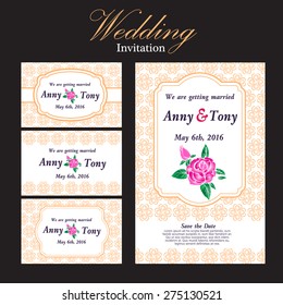 wedding invitation card suite with daisy flower Templates