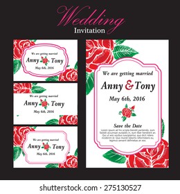 wedding invitation card suite with daisy flower Templates