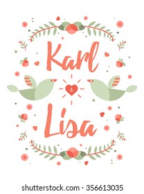 Wedding invitation card suite with daisy flower Templates Wedding set. RSVP card. Flower and bird vector illustration. Save The Date and celebration love card. Wedding sticker or wedding card.