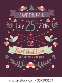 Wedding invitation card suite with daisy flower Templates Wedding set. RSVP card. Flower and bird vector illustration. Save The Date and celebration love card. Getting married card.