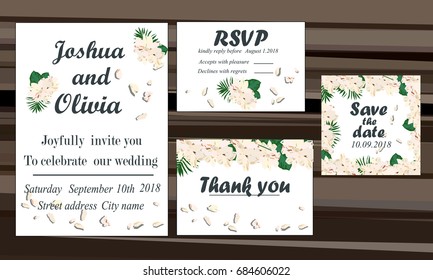 wedding invitation card suite with daisy flower Templates
