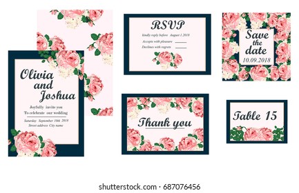 wedding invitation card suite with daisy flower Templates