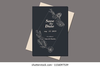 wedding invitation card suite with flower Templates. save the date cards. flower vertical banners concept vector design.