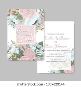 Wedding invitation card suite with flower Templates.