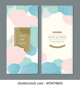wedding invitation card suite with flower Templates.  save the date cards. flower vertical banners concept vector design.