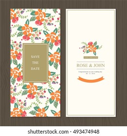 wedding invitation card suite with flower Templates.  save the date cards. flower vertical banners concept vector design.