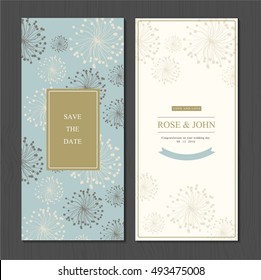 Wedding Invitation Card Suite With Flower Templates.  Save The Date Cards. Flower Vertical Banners Concept Vector Design.