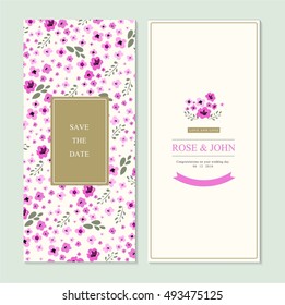 wedding invitation card suite with flower Templates.  save the date cards. flower vertical banners concept vector design.