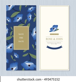 wedding invitation card suite with flower Templates.  save the date cards. flower vertical banners concept vector design.