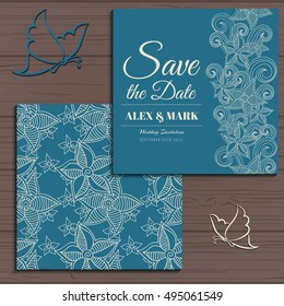 Wedding invitation card suite with flower Templates.Vector Illustration