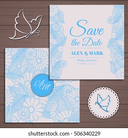 Wedding invitation card suite with flower Templates.Vector Illustration