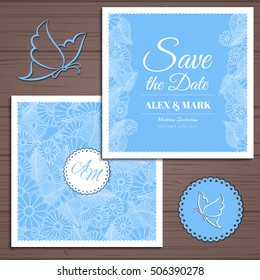 Wedding invitation card suite with flower Templates.Vector Illustration