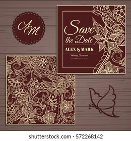 Wedding invitation card suite with flower Templates.Vector Illustration