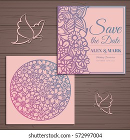 Wedding invitation card suite with flower Templates.Vector Illustration 