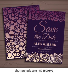 Wedding invitation card suite with flower Templates.Vector Illustration