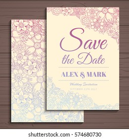 Wedding invitation card suite with flower Templates.Vector Illustration 