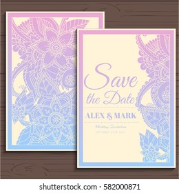 Wedding invitation card suite with flower Templates.Vector Illustration