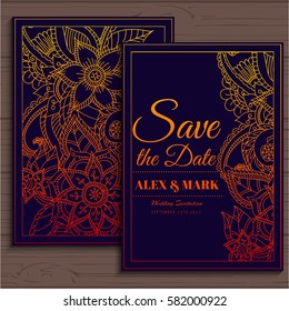 Wedding invitation card suite with flower Templates.Vector Illustration