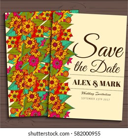 Wedding invitation card suite with flower Templates.Vector Illustration