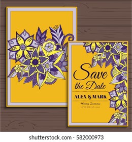 Wedding invitation card suite with flower Templates.Vector Illustration