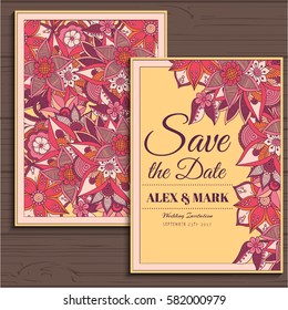 Wedding invitation card suite with flower Templates.Vector Illustration