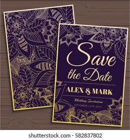 Wedding invitation card suite with flower Templates.Vector Illustration