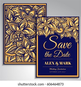 Wedding invitation card suite with flower Templates.Vector Illustration