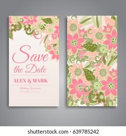 Wedding invitation card suite with flower Templates.Vector Illustration