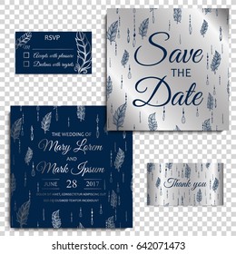 Wedding invitation card suite with flower Templates.Vector Illustration 