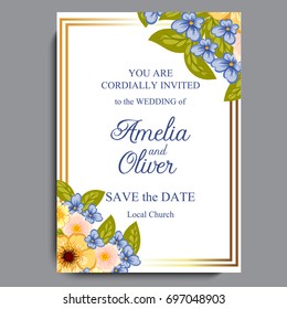 Wedding invitation card suite with flower Templates.Vector Illustration 