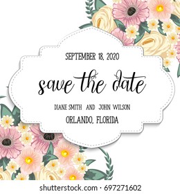 Wedding invitation card suite with flower Templates.Vector Illustration 
