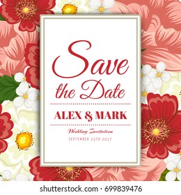 Wedding invitation card suite with flower Templates.Vector Illustration 	
