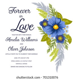 Wedding invitation card suite with flower Templates.Vector Illustration