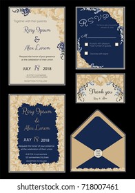 wedding invitation card suite with flower Templates.