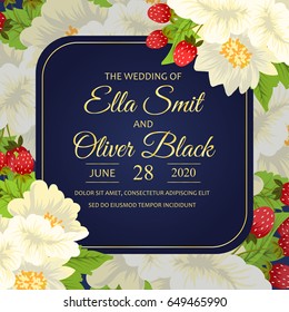 Wedding invitation card suite with flowers and berries Templates.Vector Illustration