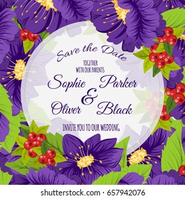 Wedding invitation card suite with flowers. Templates.Vector Illustration