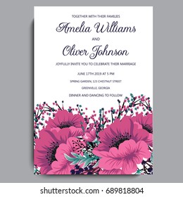 Wedding invitation card suite with flowers. Templates.Vector Illustration