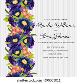 Wedding invitation card suite with flowers. Templates.Vector Illustration