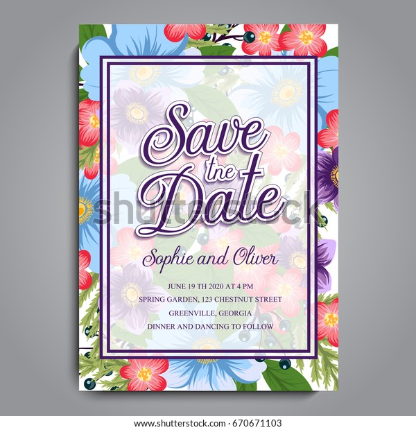 Wedding Invitation Card Suite Flowers Templatesvector Stock Vector