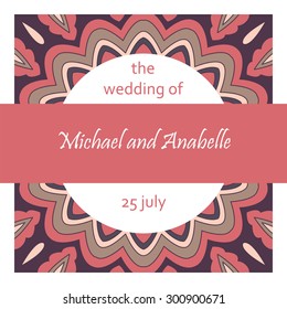 wedding invitation card suite with mandala