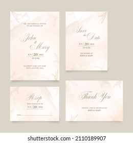 Wedding Invitation Card Suite In Pink Color.