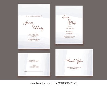 Wedding Invitation Card Suite in White Color.