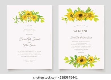 tarjeta de boda y de invitación con ilustración de girasol